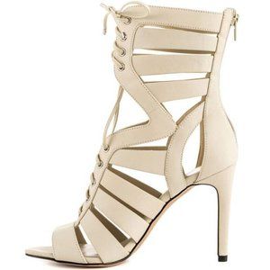 ALDO Ice Off White Dilawien Gladiator Ankle Boots Stiletto Lace Up NIB Size 6.5